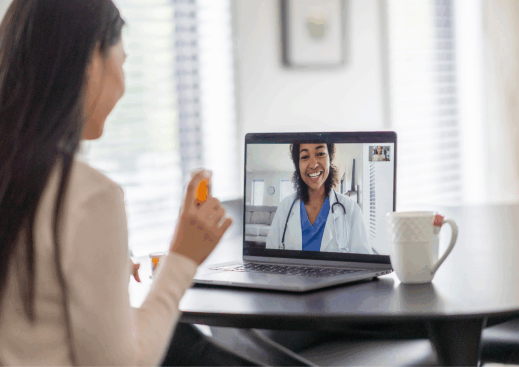 participant using telehealth in a virtual clinical trial