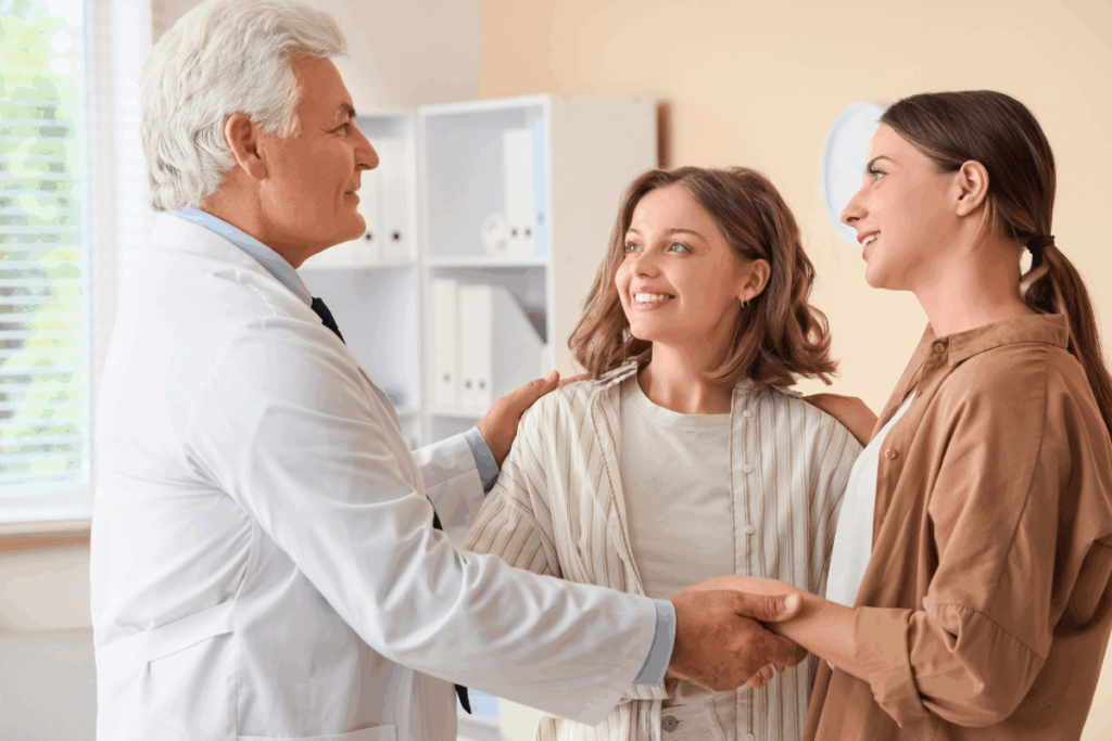 Participant preparing for first clinical trial visit with research staff