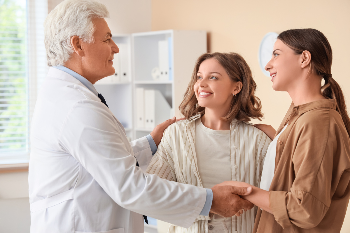 Participant preparing for first clinical trial visit with research staff